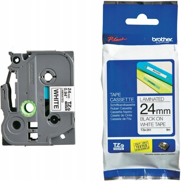 Oryginalna taśma TZE251 24mm czany na białym Brother P-touch 2400 2430 2450