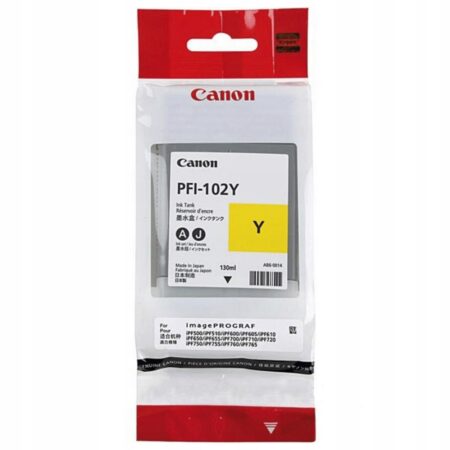 Oryginalny tusz PFI-102Y 0898B001 do Canon iPF500 iPF700 iPF755 (04.2026)