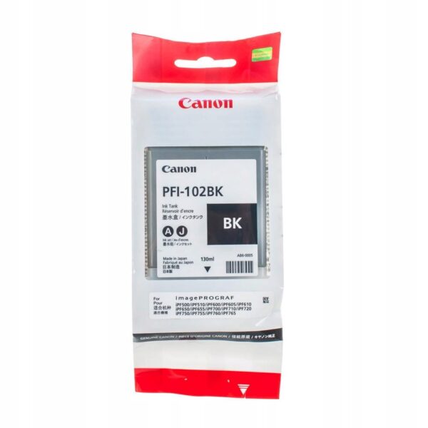 Oryginalny tusz PFI-102BK 0895B001 do Canon iPF500 iPF700 iPF755 (08-09.25)